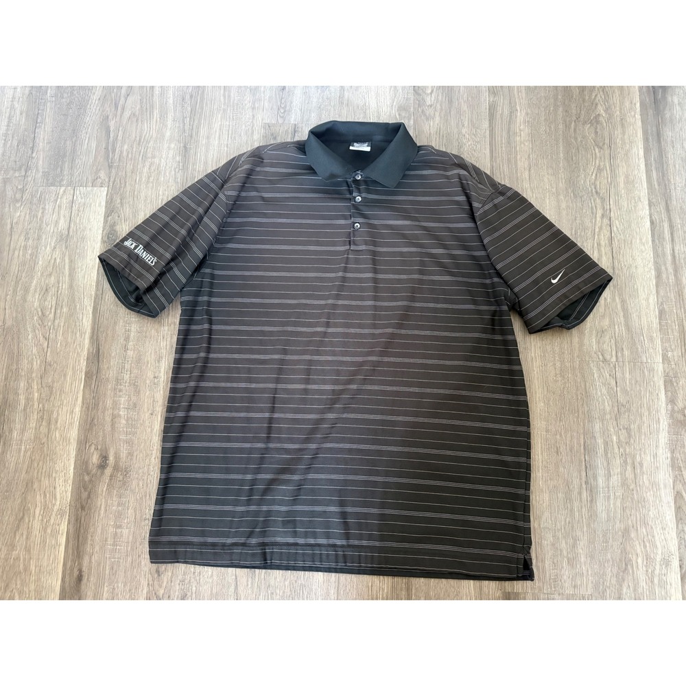Nike Golf Dri-FIT Jack Daniel's Black Striped Polo Shirt Men's XXL Performance